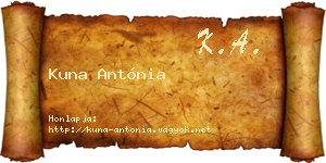 Kuna Antónia névjegykártya